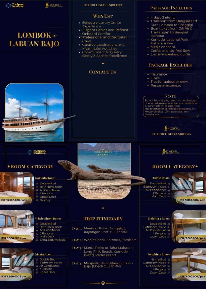 Luxury boat from Lombok to Komodo Island