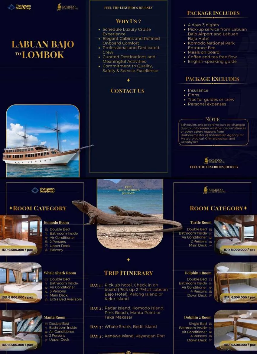 Luxury Boat from Labuan Bajo to Lombok Island